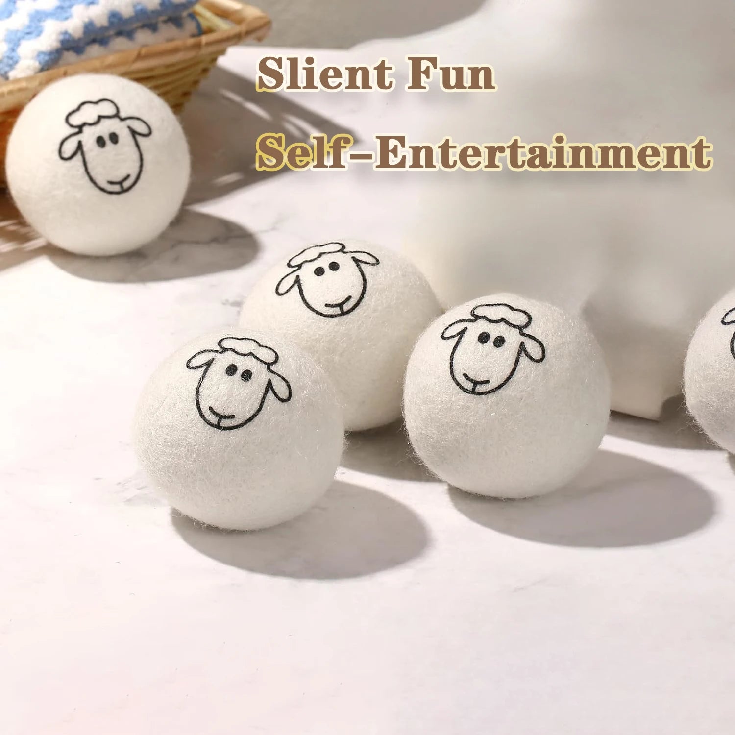 Wool Cat Ball Toys, Quiet Play Felt Cat Ball Toys Kitty Kicker Exercise Toy, Fun Interactive Kitty Kitten Toy for Kitten