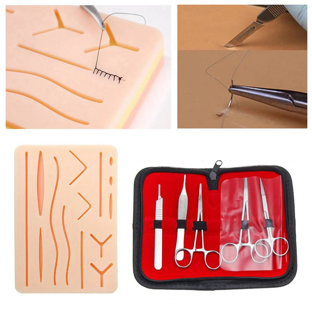 Medical Students Suture Practice Kit Surgical Training with Simulation Skin Pad Model Tool Set Educational Teaching Equipment