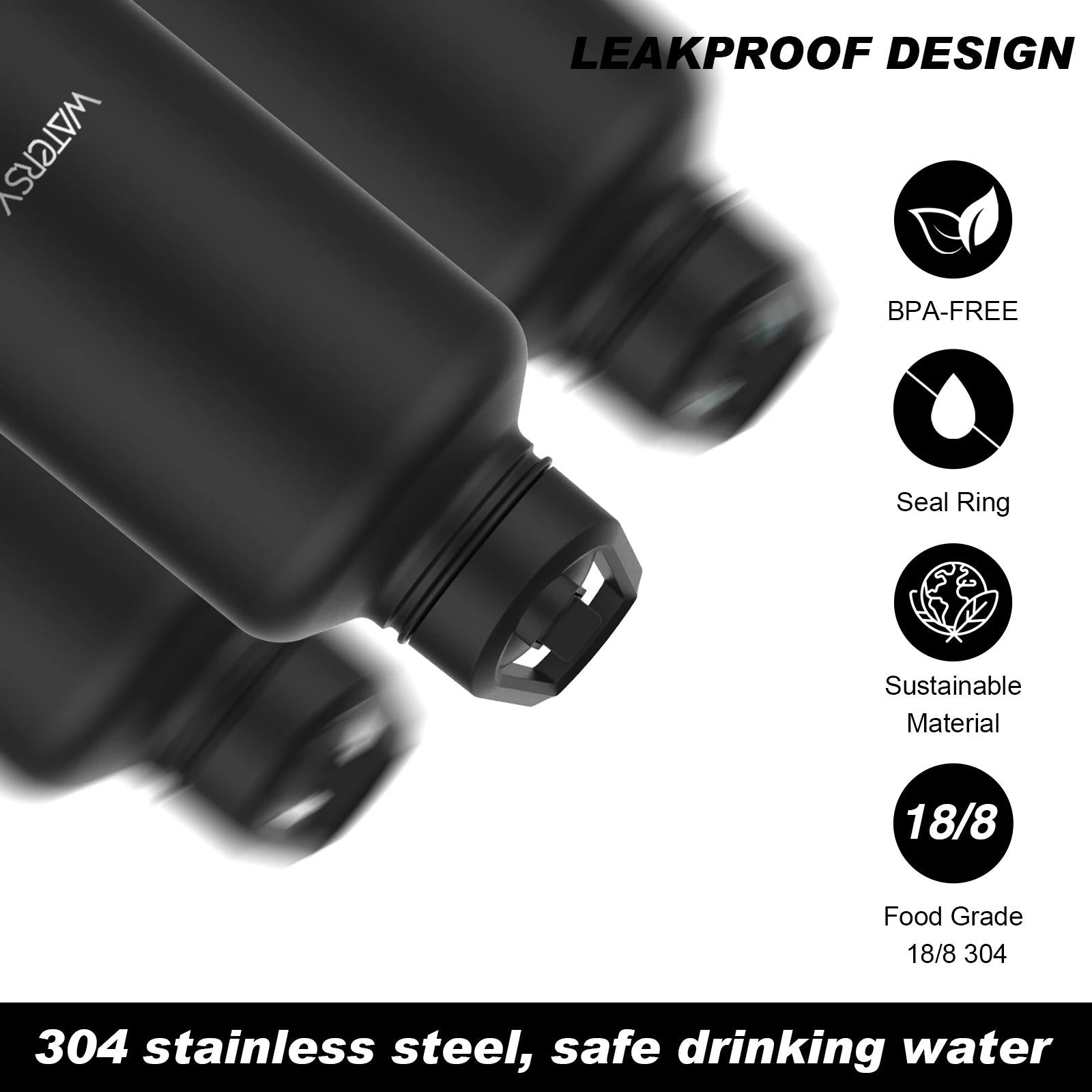 WATERSY 16oz/32oz Stainless Steel Thermos Bottle Large Capacity Tumbler Double Wall Vacuum Insulated Cup Office Home Thermal Mug