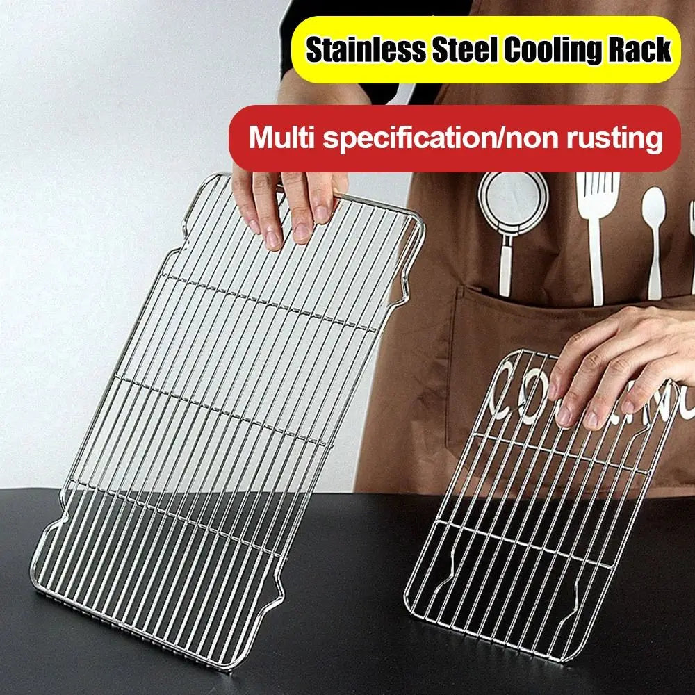 New Stainless Steel Cooling Rack Non-stick Silver BBQ Tray Barbecue Cooking Mesh Shelf