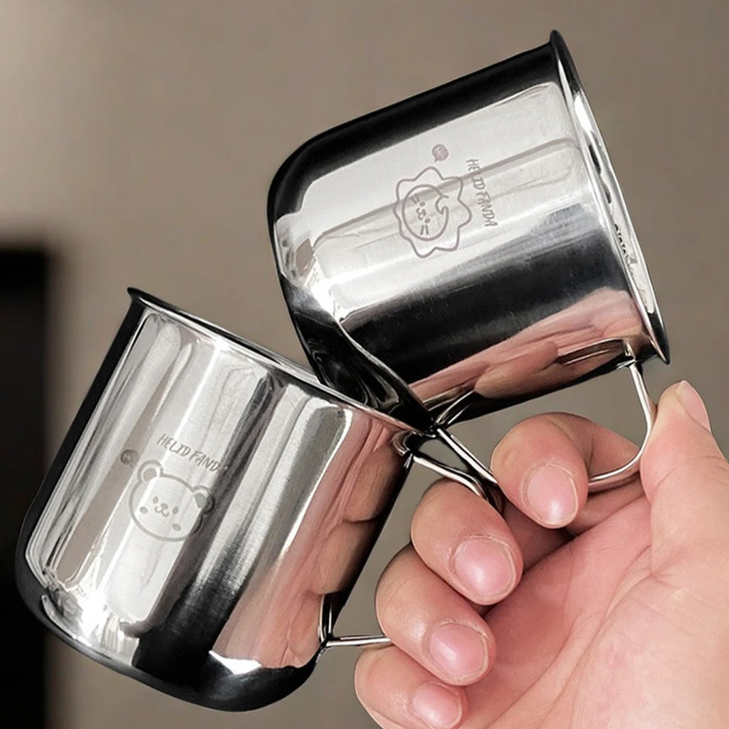 300ML Mini 304 Stainless Steel Water Cup Tumbler with Handle Durable Anti Drop Children Drinking Cup Reusable Milk Coffee Mug