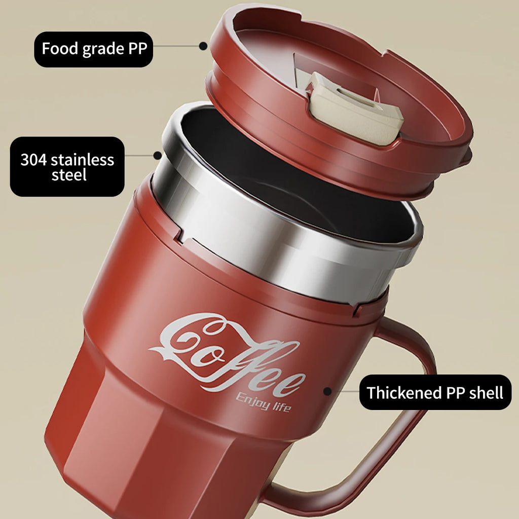 400/480ml 304 Stainless Steel Thermal Bottle Tumbler Portable Double-layer Insulated Coffee Mug Cold And Hot Water Cup With Lid