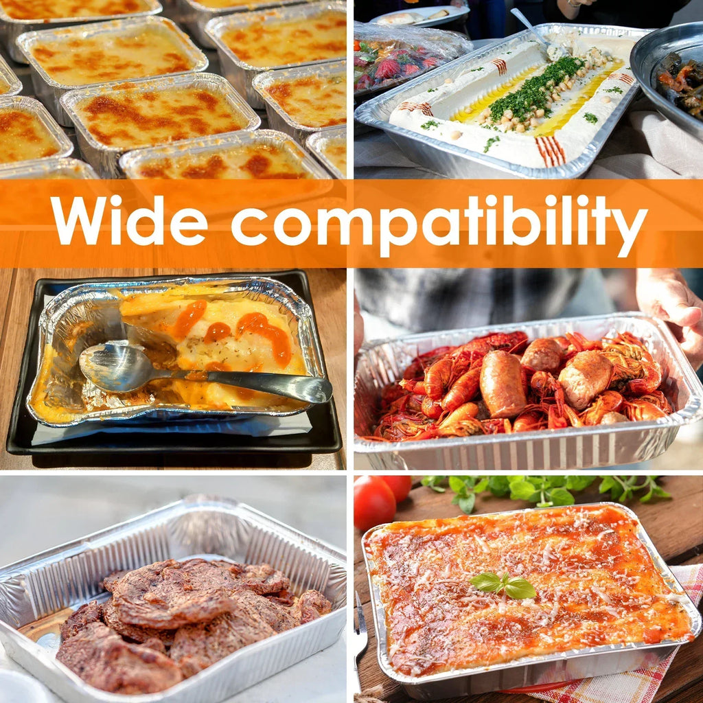 50/100pcs Aluminum Foil Trays with Lids Non-Stick Baking Pans Food Grade BBQ Bowl for Air Fryer Oven Baking Cooking Kitchen Tool