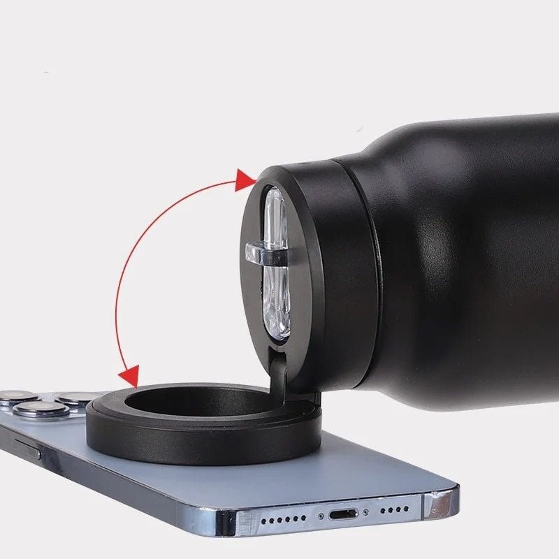 JUSTINLAU Portable Thermos Cup with Magnetic Holder Stainless Steel Double Layer Vacuum Flask Sport Cup Travel Mug Insulated Cup