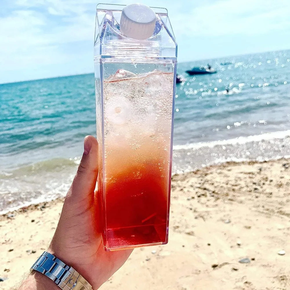 Transparent Water Bottle Large Capacity Milk Bottles Juice Cup Reusable Portable Cold Drink Container for Outdoor Sports Travel