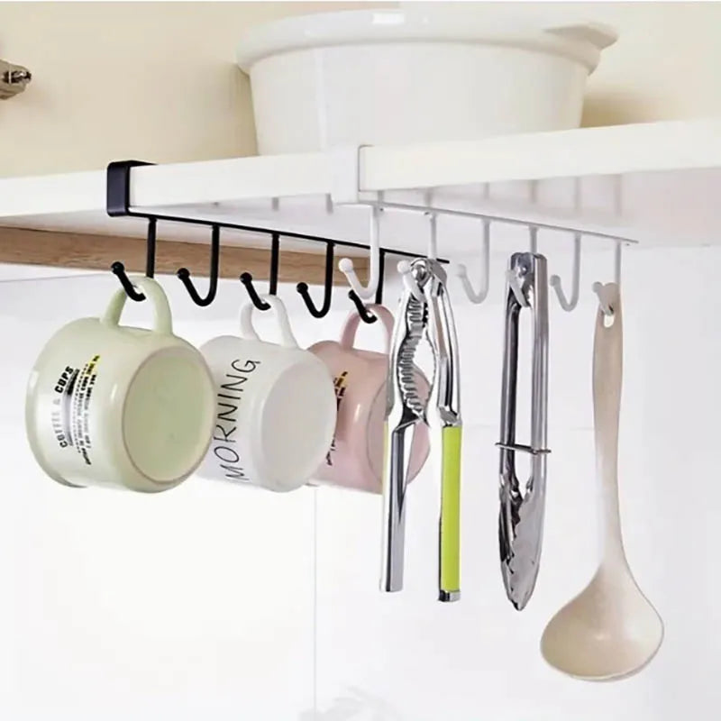 2pcs Multi-Purpose Kitchen Organizer with 6 Hooks and Cup Holder Kitchen Cabinet Sundries Organizer Storage Hanger