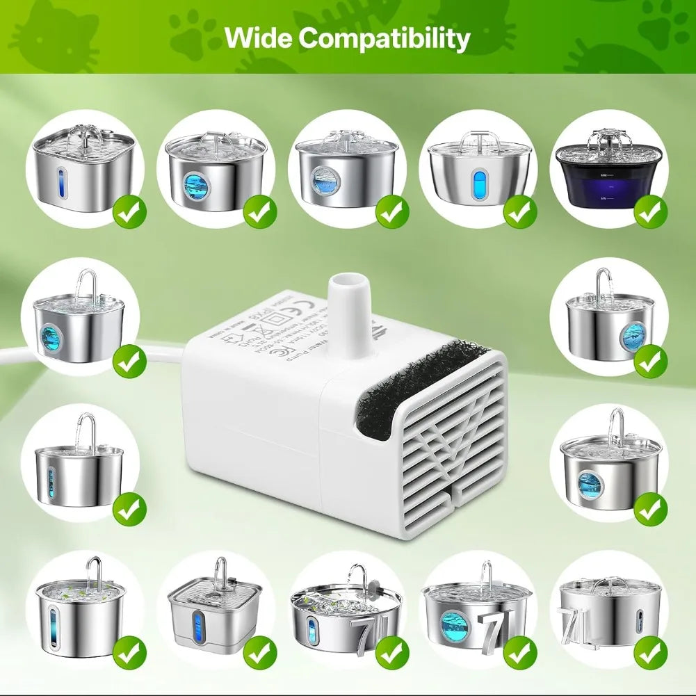 Water Pump for Pet Water Dispenser Stainless Steel Cat Water Fountain JY-830 Ultra Quiet Water Pump Replacement Pump