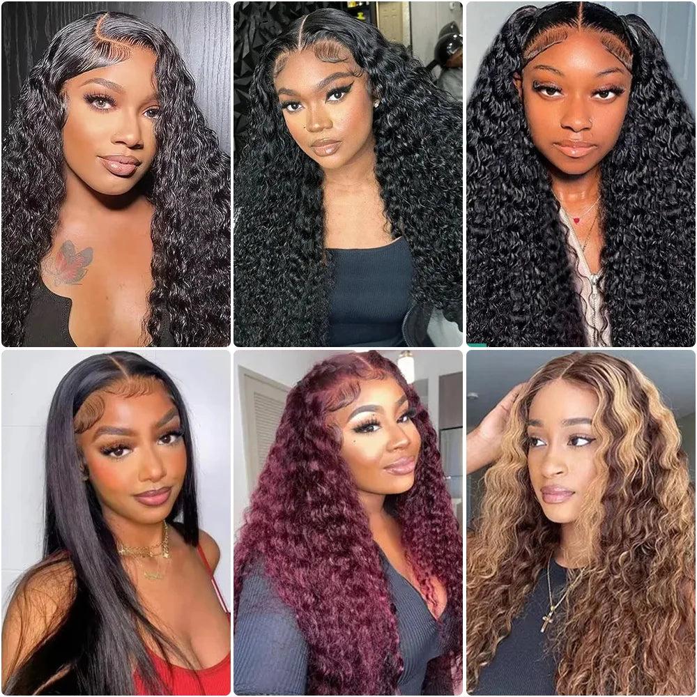 200% Density 13x6 Hd Lace Frontal Wigs Brazilian 34 38 Inch Deep Wave Human Hair 5x5 Lace Front Wig For Black Women Pre Plucked