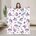 Kuromi Cute Cartoon Blankets Flannel Decoration Plaid Breathable Super Warm Throw Blanket for Bed Car Rug Piece