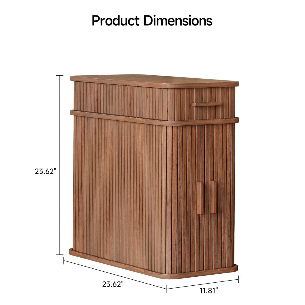 Fluted End Table with Charging Station, Narrow Side Table with Drawers, Wood Skinny Nightstand with Storage,, Customized