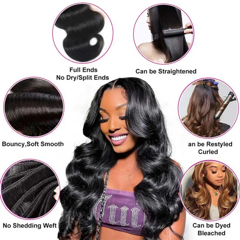 30 40 Inch Body Wave 1 3 4 Bundles Brazilian Remy 100% Unprocessed Raw Virgin Human Hair Wavy Double Bundles Weave Extensions