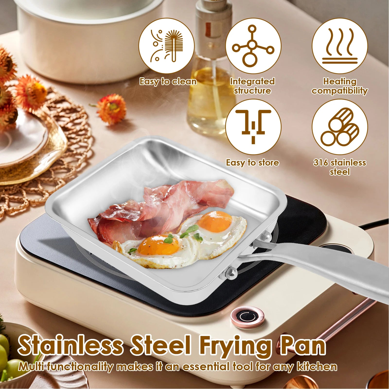 Non-Stick Omelette Pan Tamagoyaki Wok Japanese Egg Pan Skillet Rectangle Tamago Pan Small Egg Frying Pan with Cooking Tools