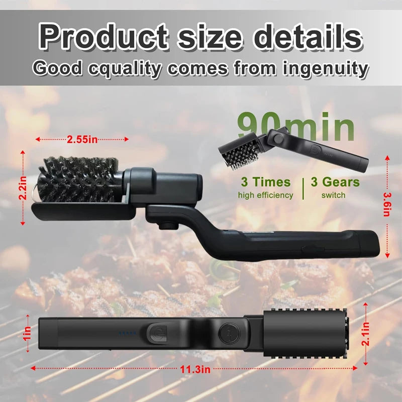 Electric Brush For Grill Cleaning Brush BBQ Brush Tweezers For Cooking Kitchen Brush Firewood Tongs Grill Brush Airfryer Magnet