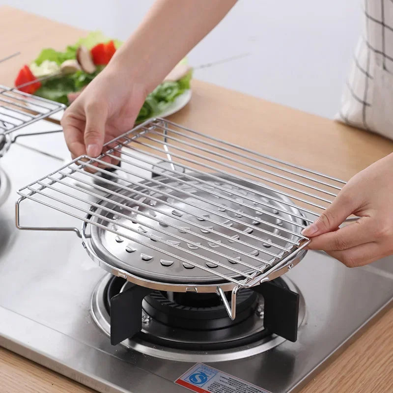 Field Stove Outdoors Grill for Bbq Stainless Steel Grill on Household Stove Barbecue Gas Kitchen Dining Bar Home Garden
