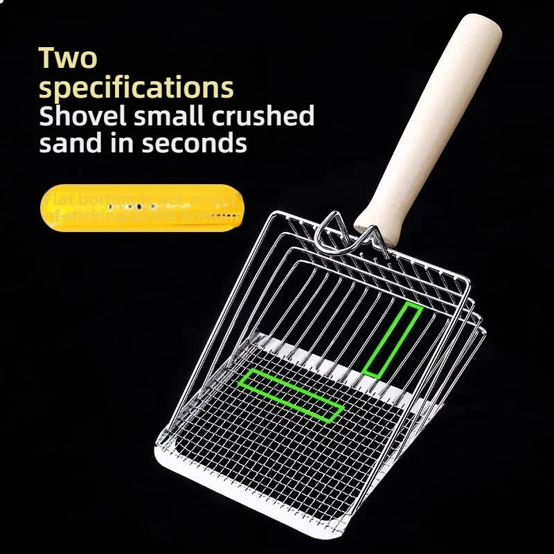 Stainless Steel Cat Litter Scoop, Large Size with Fine Holes | Efficient Pet Waste Shovel for Clumping Bentonite & Ore Litter |