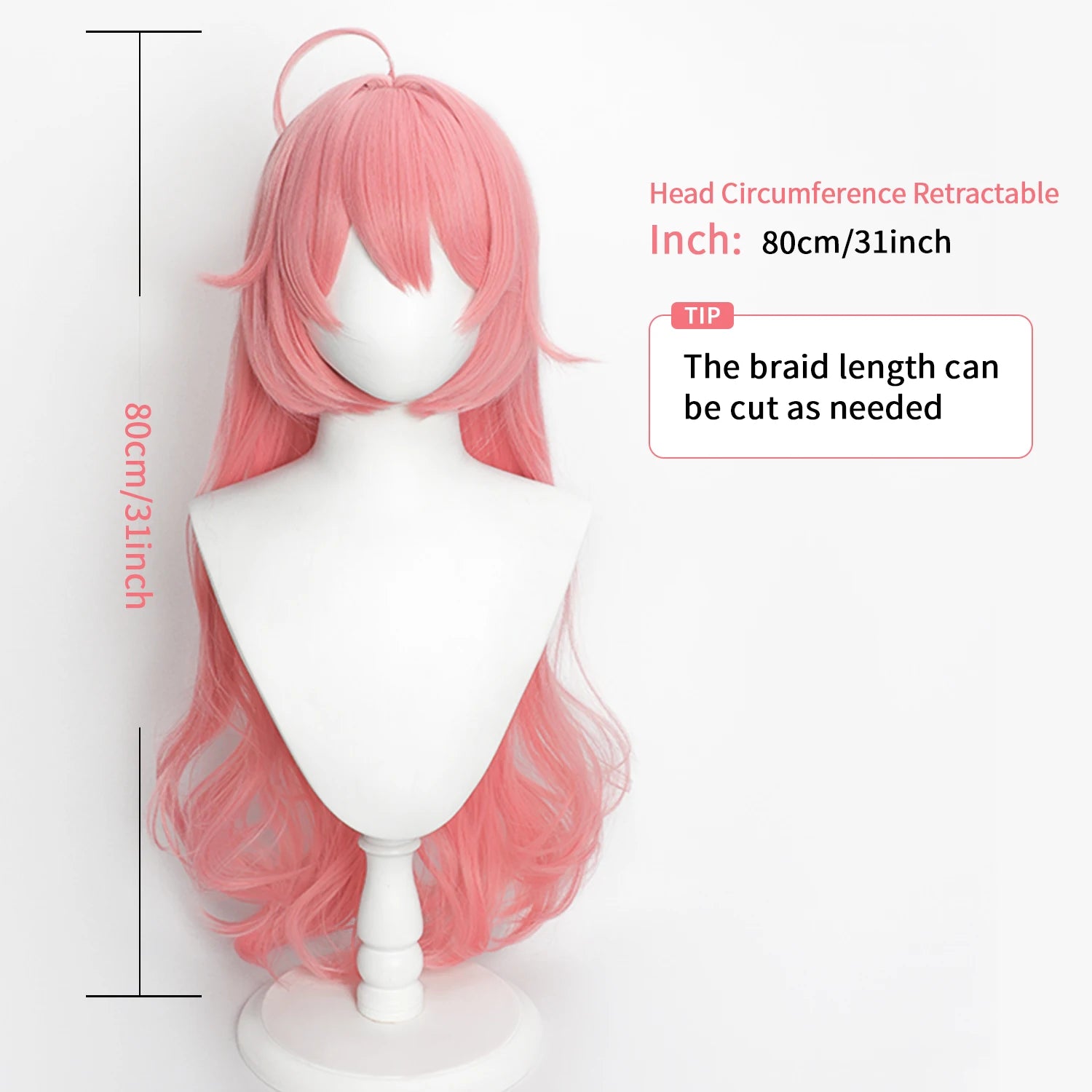 Anime Cosplay Wig Pink Long Curly Hair Heat Resistant Synthetic Wig for Game Character Cos Halloween Party