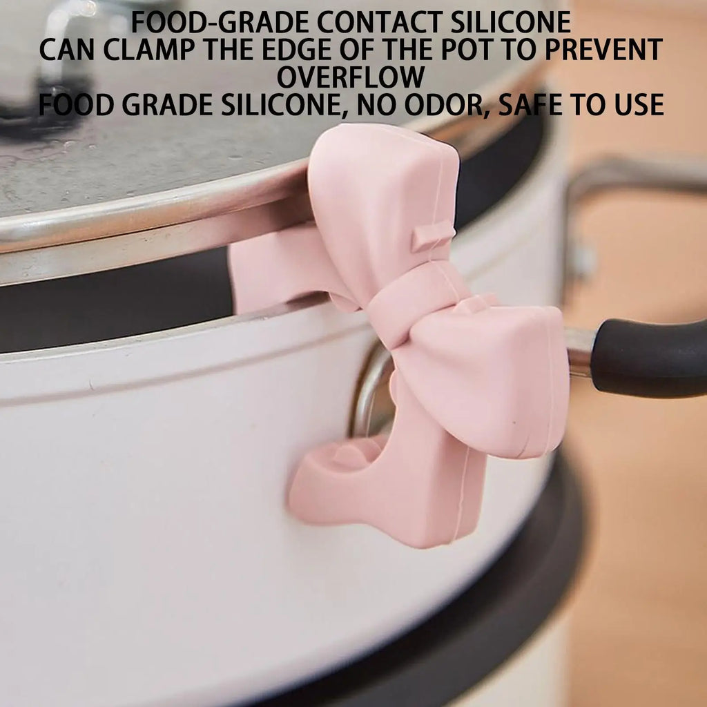 Bowknot Silicone Spatula Holder Kitchen Splash Ladle Holder Non-Slip Spatula Protector for RV College Dorm Home Spoon Rest