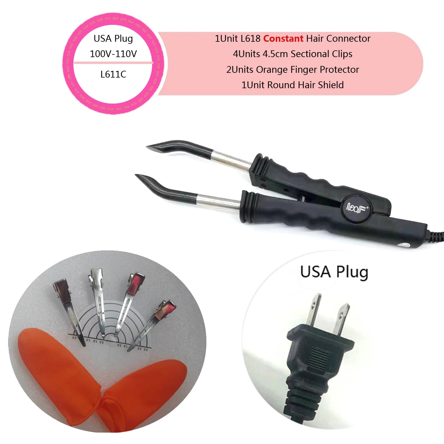 1Pc L611c Constant Extension Tongs for hairextension Fusion Iron Hair Connectors Keratin Bonding  Keratin Welding Hair salonTool