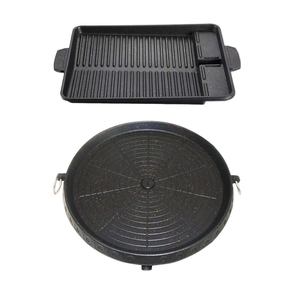 Nonstick Barbecue Plate Aluminium Alloy Grilling Pan with Handles for Kitchen Stovetop Grill Kitchen Cooking Tool