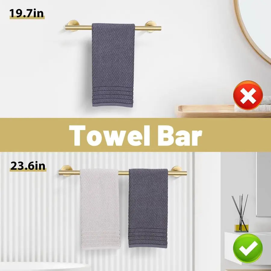 Gold Towel Bar Set 10 Pieces Bathroom Hardware Accessories Set Towel Rack Set for Bathroom SUS304 Stainless Steel Toilet Paper H
