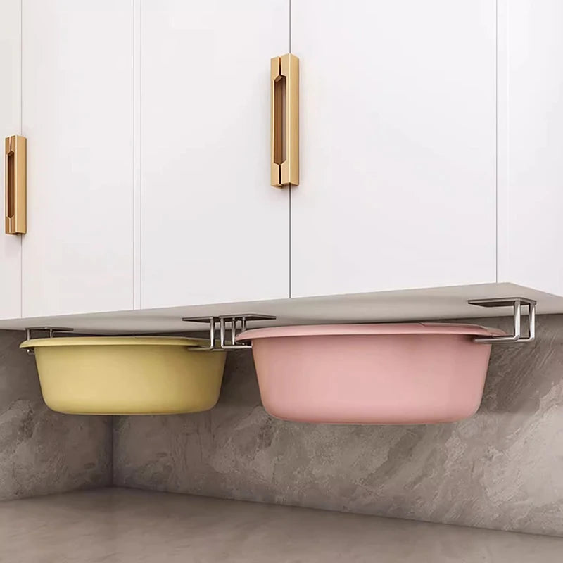 YM Portable Hidden Non-Porous Wall Mounted Kitchen Rack Stylish Pot Lid Rack Under the Cabinet Modern Cutting Board Storage Rack