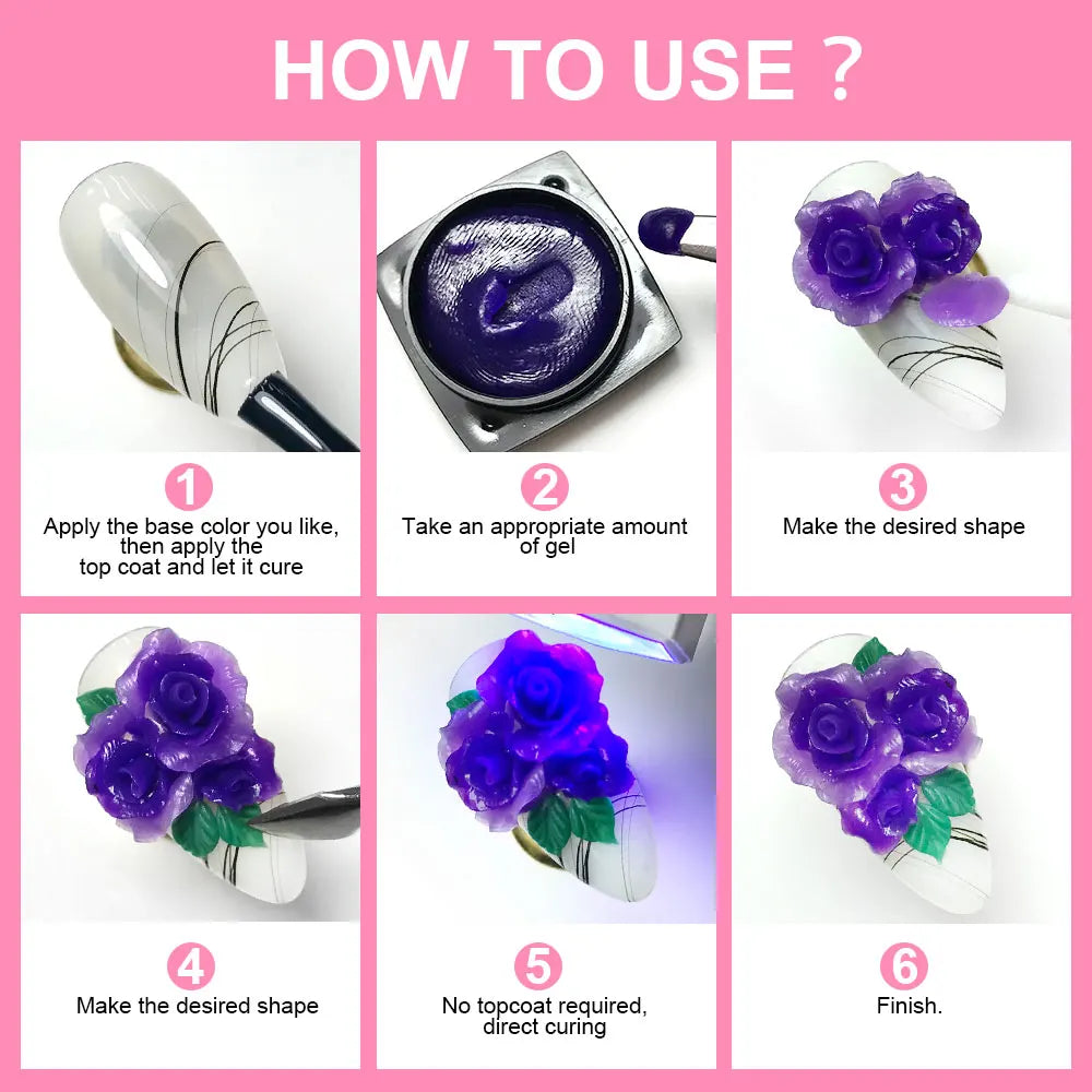 Nail 12 Colors Plasticine Gel for Nails DIY Carve Patterns 3D UV Gel Acrylic Carving Flowers Accessories for Manicure Art Tools