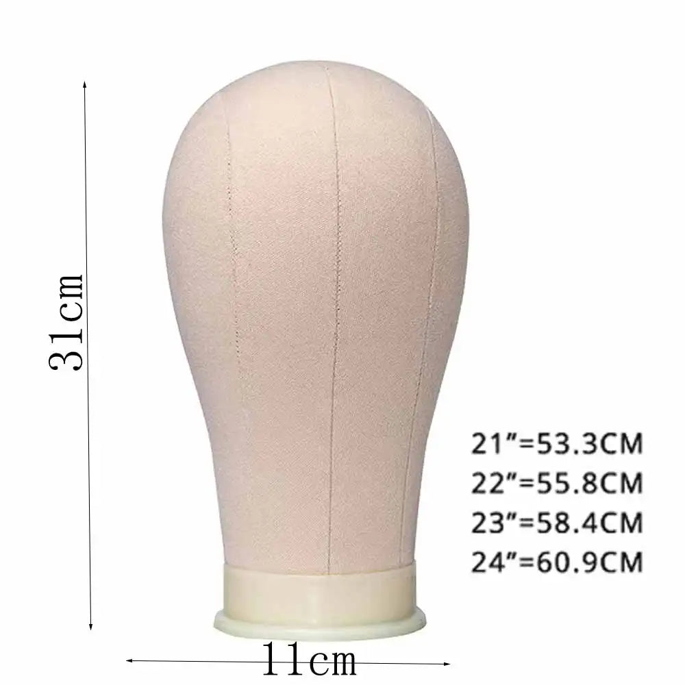 Canvas Block Head Set for Wig Display Making Hair Weave and Styling Mannequin Head with Mount Hole C Stand, Styling Hair Clips