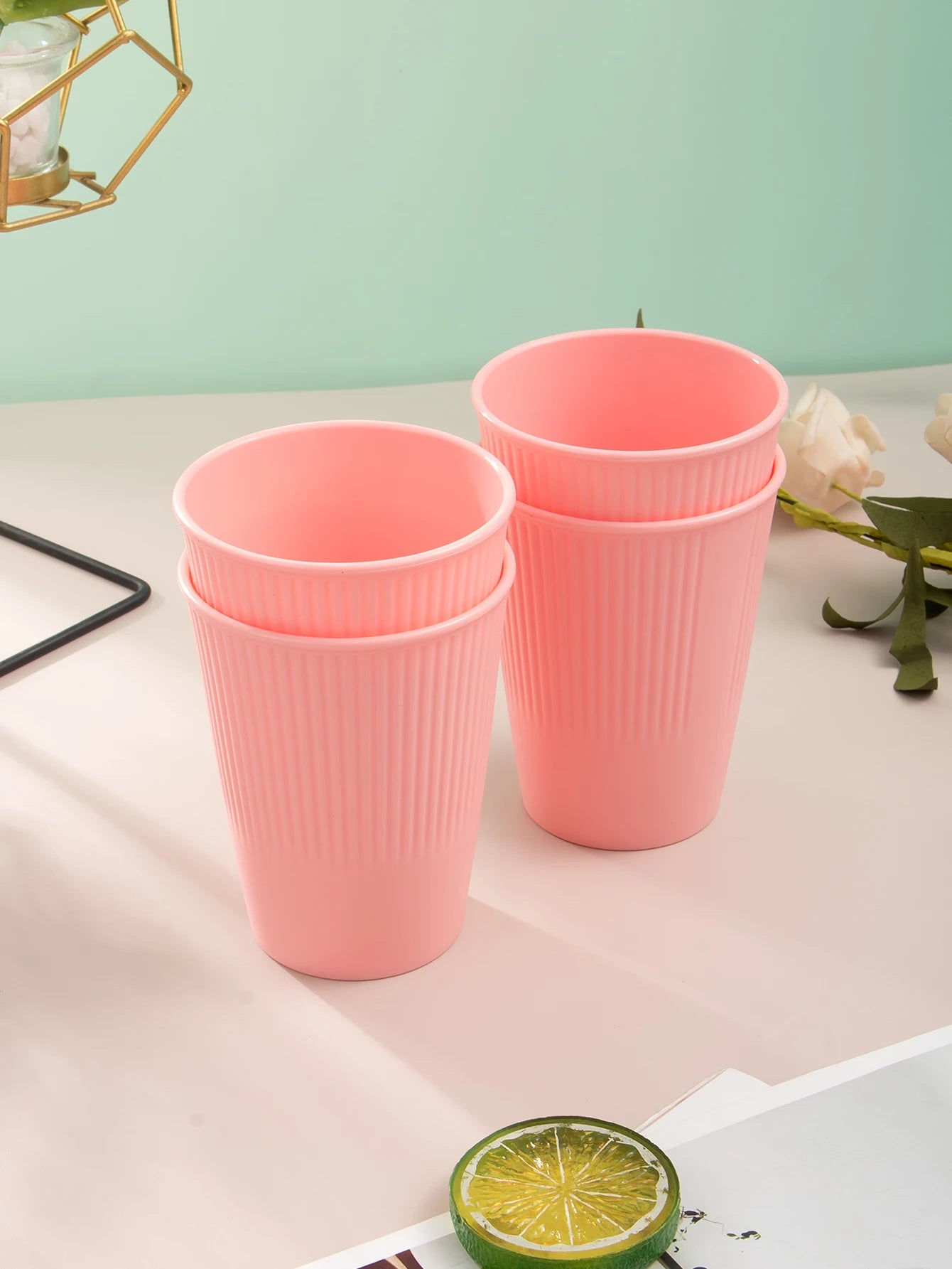 [homeeee] Reusable Pastel Pink Cup Set - Eco-Friendly Picnic & Home Mug