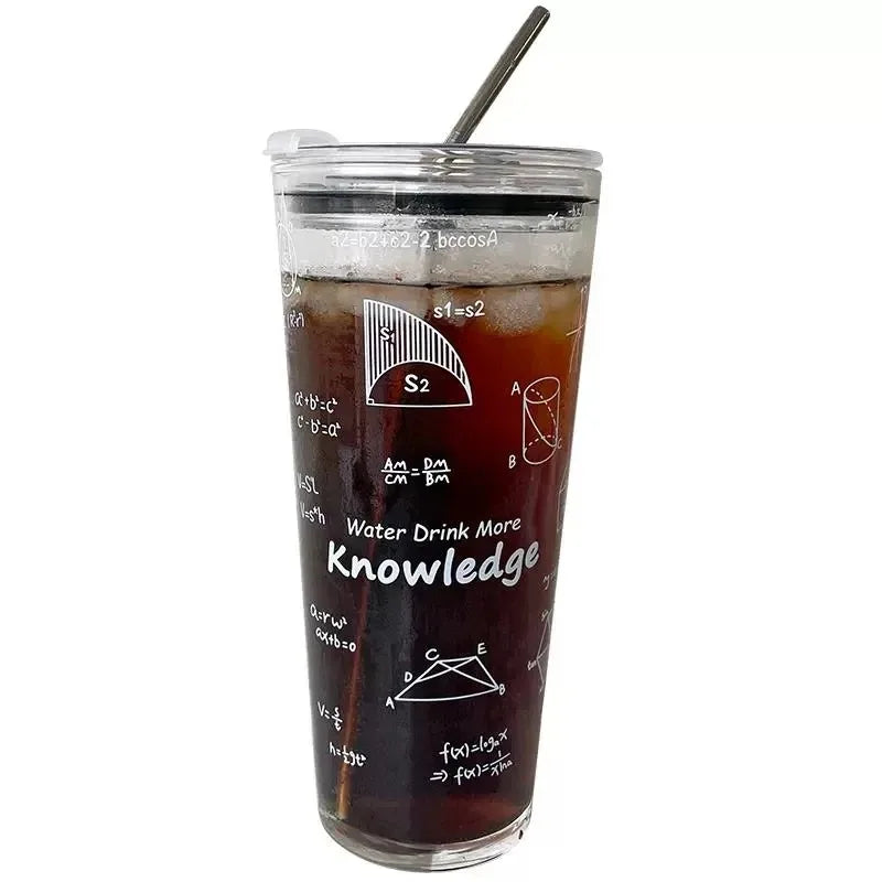 1000ML Glass Water Cup Large Capacity Temperature Resistant Drinking Cup For Girls With Lid and Straw Milk Juice Coffee Mug