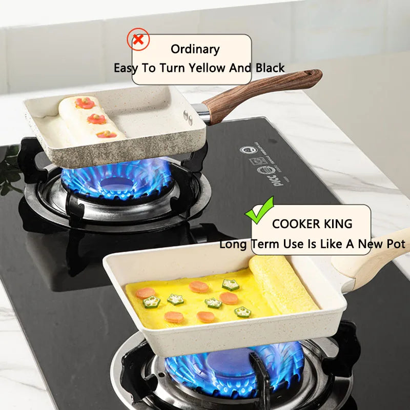 COOKER KING Tamagoyaki Non Stick Frying Pan For Steak And Eggs Breakfast Pot Gas Induction Cooker Universal Kitchen Cookware