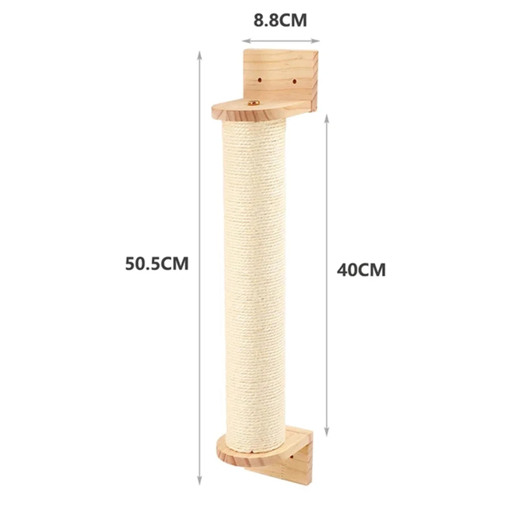 1 Piece Wall-mounted Cat Climbing Rope Solid Wooden Pedals And  Sisal Rope Kitten Training Claw Grinding Indoor Cat Furniture