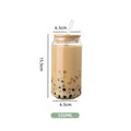 450/550ml Glass Cup with Wooden Lid and Straw Travel Transparent Bubble Tea Cup Milk Beer Can Cocktail Mug Beverage Glassware