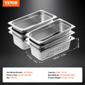 SucceBuy 6 Pack Buffet Chafing Dishes 3.8L Gastronorm Pans Steam Table Pans Tray Stainless Steel Food Container for Party BBQ