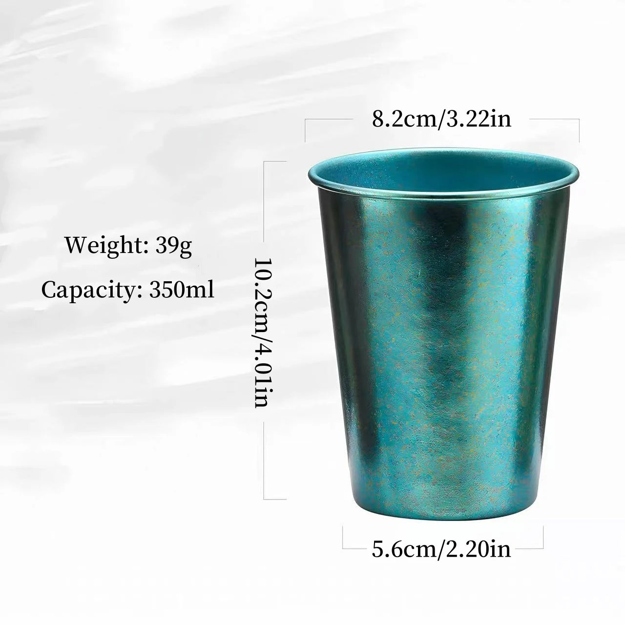 Vintage Pure Titanium Coffee Mug,Camping Portable Polishing Breakfast Mule Milk Beer 300 ml Juice Cup,Water Drinking Tumbler