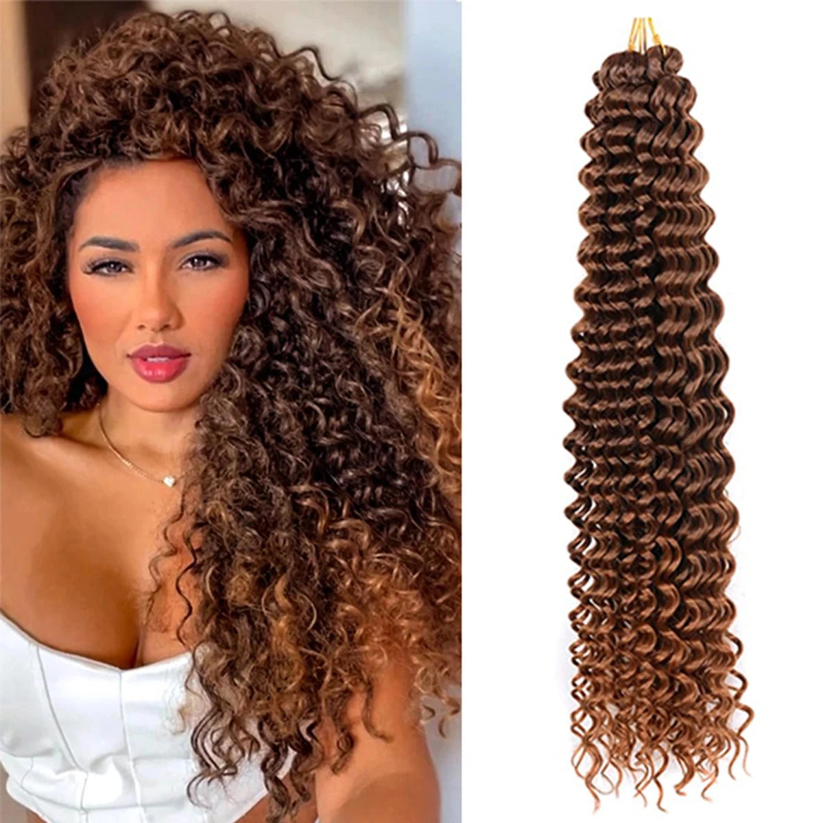 Long Deep Wave Braiding Hair 28 Inch Ocean Wave Crochet Hair Synthetic Deep Curly Crochet Hair Extensions For Black Women