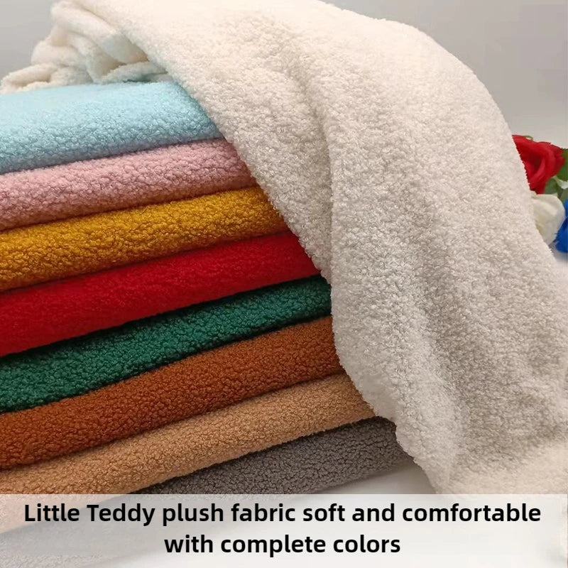Teddy Plush Fabric Elasticity Soft By The Meter for Toys Pet Nest Cushion Handmade DIY Sewing Faux Lamb Fur Cloth Beige White