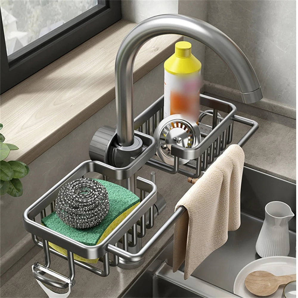 Kitchen Supplies Non Porous Detergent Storage Sponge, Two-Way Drainage Kitchen Cleaning Supplies Cloth Storage Rack