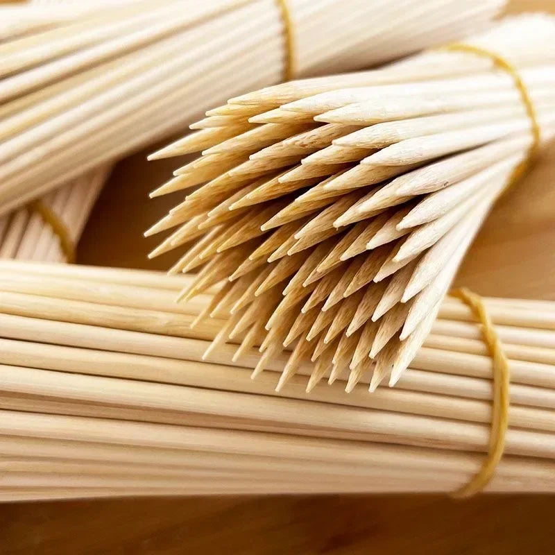 15/20/25/30cm Bamboo Skewer Sticks Food Grade Bamboo Stick for Kitchen Barbecue Fruit Fried Disposable Nature Wood Long Stick