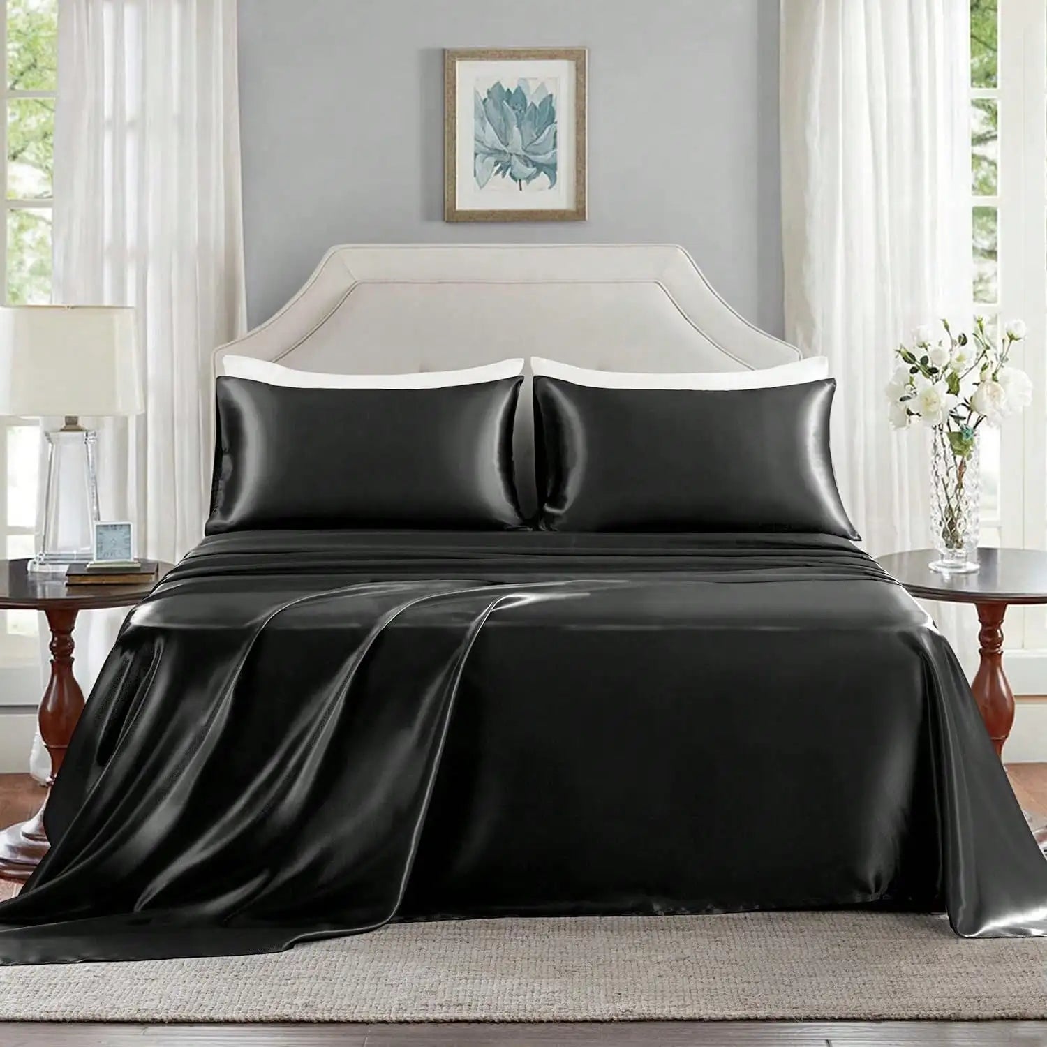 3/4Pcs  Sheet Se Silky & Luxury Bed Set, Soft Deep Pocket Sheets Cooling Bed Set, 1 Fitted Sheet,1 Flat Sheet,1/2Pillowcase