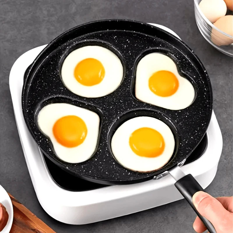 1pc Stainless Steel Non-Stick Skillet, Multi-Section Breakfast Pan with Burger & Egg Mold, Handle, Compatible with Gas Stove