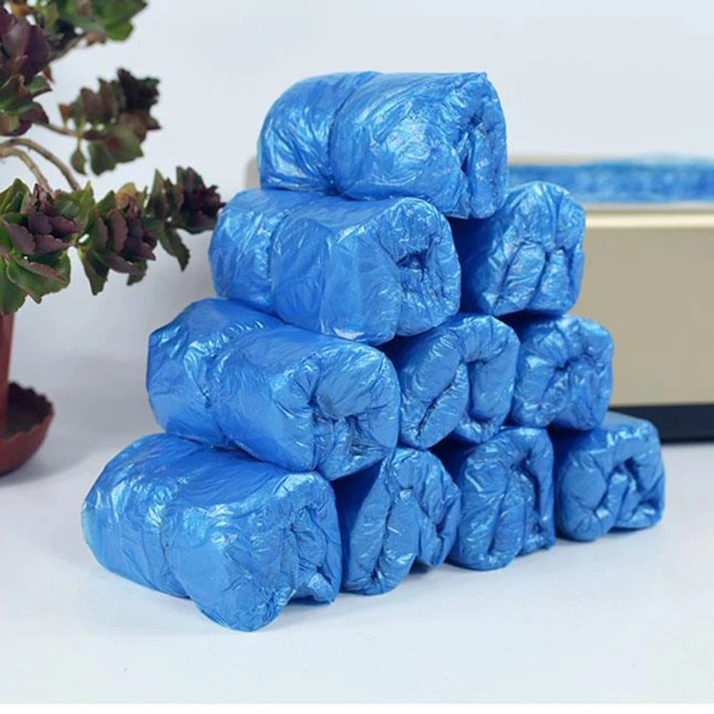 100Pcs T Buckle Disposable Shoe Cover Dustproof Anti-slip Overshoe for Home Office Automatic Dispenser Compatible Shoe Protector