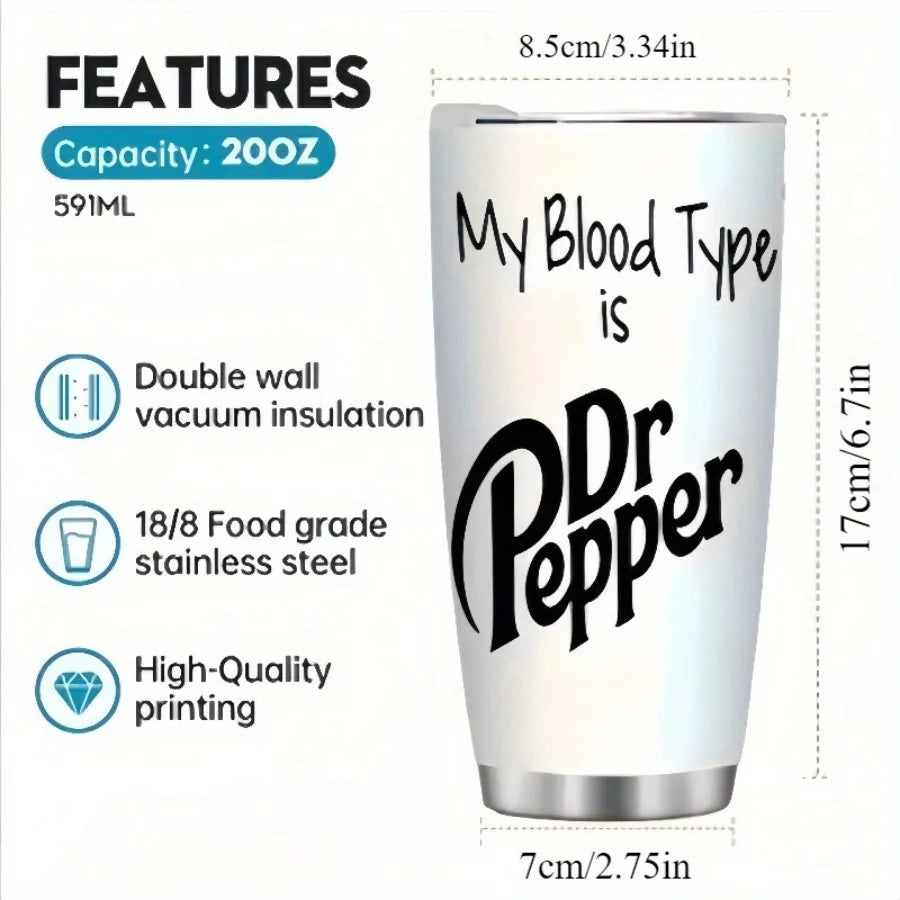 20 Ounce Stainless Steel Insulated Coffee Cup -  Suitable for Hot and Cold Beverages, Easy To Clean, A Perfect Gift
