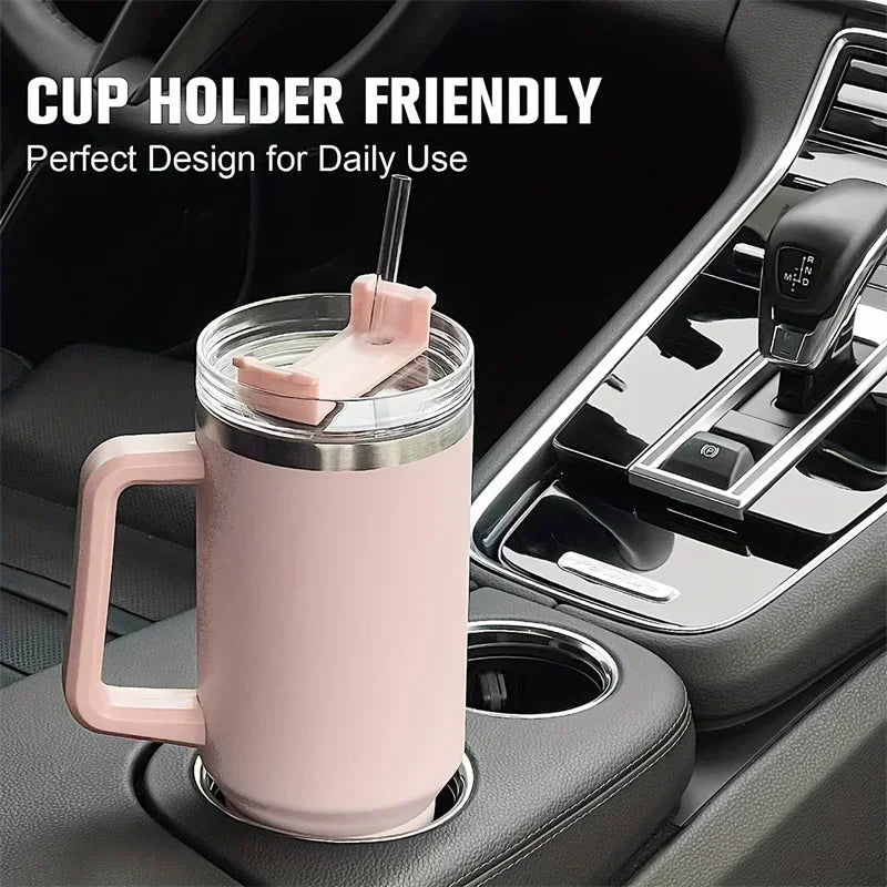 2025 new mode1200MLchristmas mug Car Cup Large Capacity Water Cup with Handle and Straw Double-walled Insulated Travel Mug
