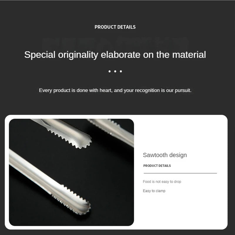 Stainless Steel BBQ Tongs Salad Food meat vegetable red glue Clips Bread Pasta Serving Tongs Non-Stick Kitchen Cooking Tools