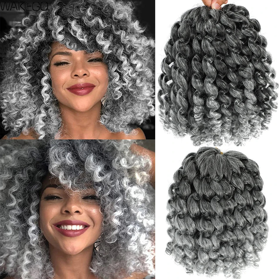 1-4Packs 2X Ringlet Wand Curl Jamaican Bounce 8inch Synthetic Wand Curl Twist Braids Hair Crochet Curly Hair Extensions 20 Roots