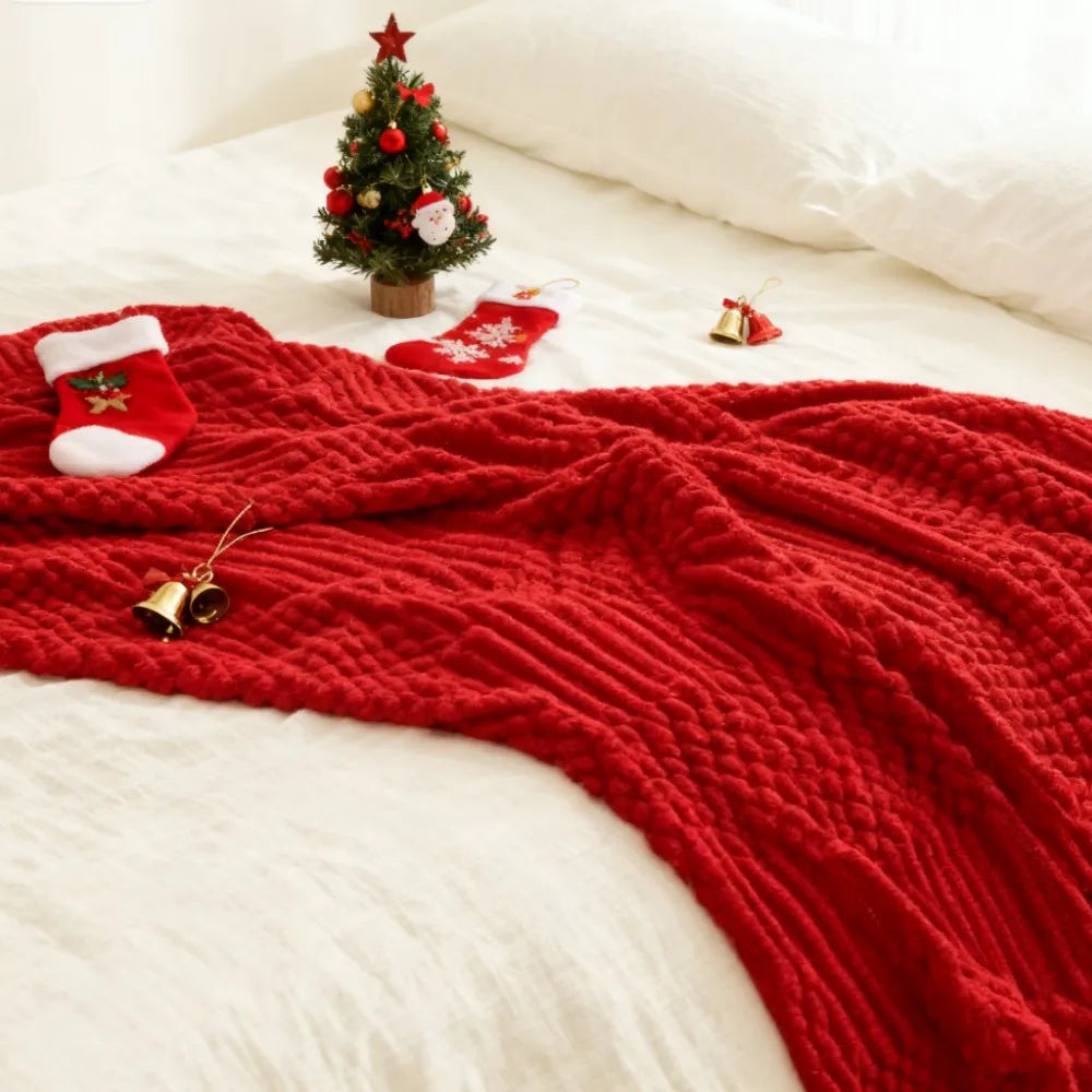 Christmas Red Blankets Aesthetic Nordic Knitted Throw Blankets Sofa Throw Travel TV Nap Blankets Soft Towel Bed Plaid Tapestry