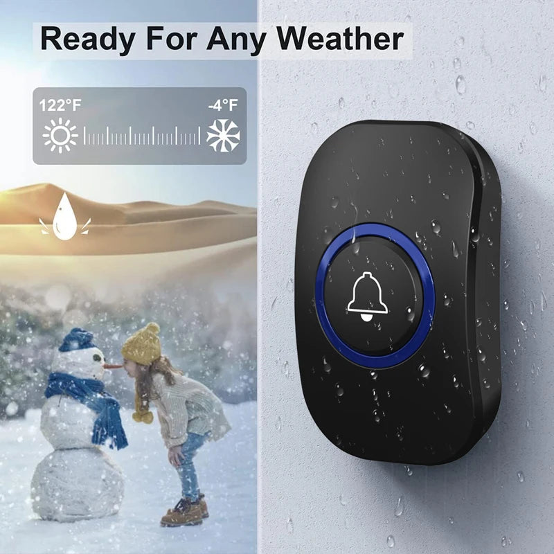 Plug-and-play wireless 1000-foot range doorbell, suitable for home, children's room, office, 115dB, with 32 ringtones, wireless