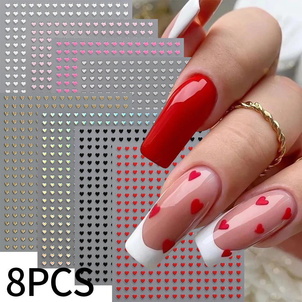 8pcs Y2K Mini Glitter Star Nail Sticker 3Sizes Starlight Black White Xing Xing Self Adhesive Slider Shiny Manicure Decal Decorat