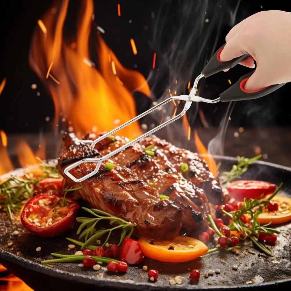 1/3pc Barbecue Scissor Tongs Long Handle Grilled Charcoal Food Tong  Multifunctional Food Clip Bread Metal BBQ Baking Clips
