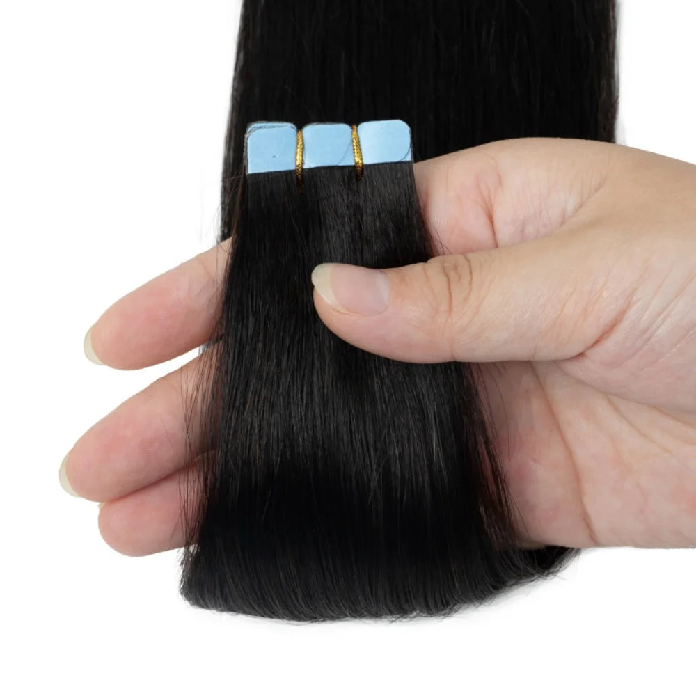 Tape In Hair Extensions Remy Human Hair 24 Inch Straight Human Hair Extensions Natural Invisible Seamless Tape Hair Extensions
